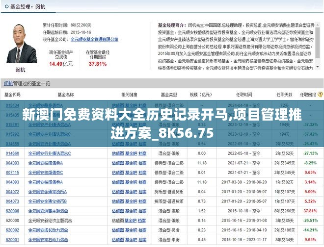 新澳门免费资料大全历史记录开马,项目管理推进方案_8K56.75