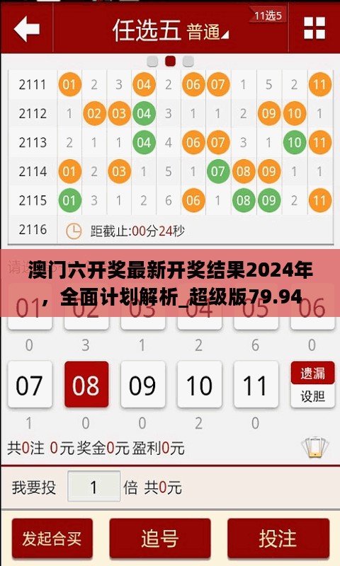 澳门六开奖最新开奖结果2024年，全面计划解析_超级版79.94