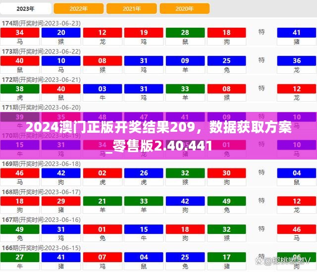 2024澳门正版开奖结果209，数据获取方案_零售版2.40.441