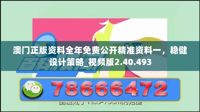 澳门正版资料全年免费公开精准资料一，稳健设计策略_视频版2.40.493