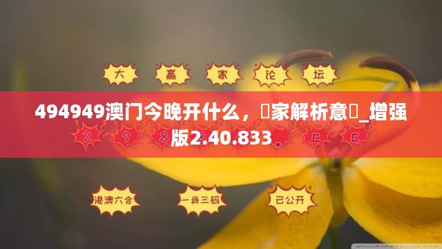 494949澳门今晚开什么，專家解析意見_增强版2.40.833