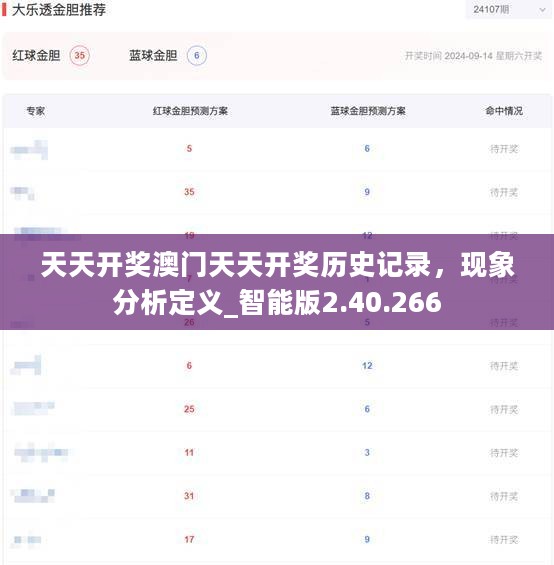 天天开奖澳门天天开奖历史记录，现象分析定义_智能版2.40.266