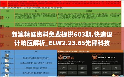 新澳精准资料免费提供603期,快速设计响应解析_ELW2.23.65先锋科技