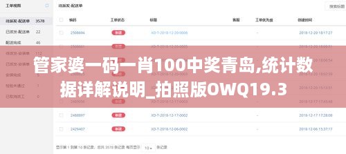 管家婆一码一肖100中奖青岛,统计数据详解说明_拍照版OWQ19.3