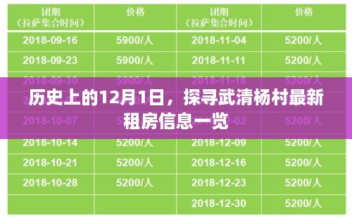 历史上的12月1日与武清杨村最新租房信息揭秘