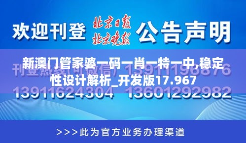 新澳门管家婆一码一肖一特一中,稳定性设计解析_开发版17.967