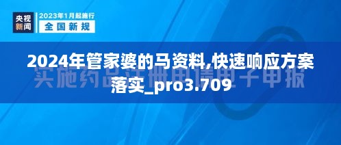 2024年管家婆的马资料,快速响应方案落实_pro3.709