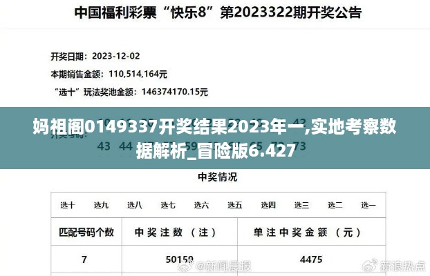 妈祖阁0149337开奖结果2023年一,实地考察数据解析_冒险版6.427