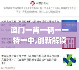 澳门一肖一码一一特一中,创新解读执行策略_影像版6.141