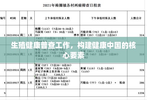 生殖健康普查工作，构建健康中国的核心要素