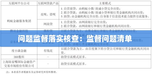 问题监督落实核查：监督问题清单 