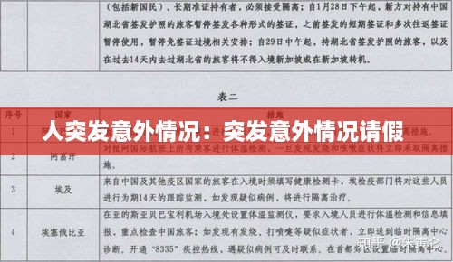 人突发意外情况：突发意外情况请假 