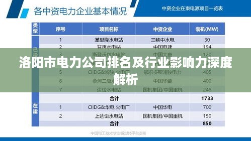 洛阳市电力公司排名及行业影响力深度解析